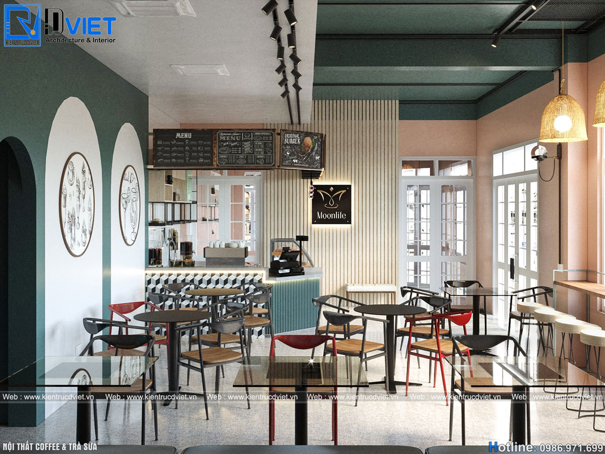 thiết kế thi công nội thất cafe - trà sữa đẹp tại Ninh Bình (2)