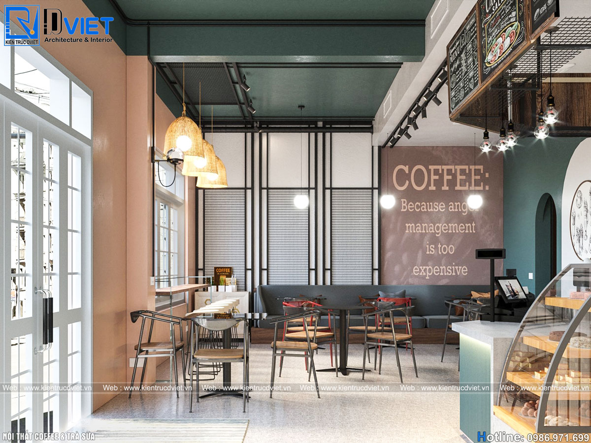 Thiết kế thi công nội thất cafe (coffee) trà sữa đẹp tại Ninh Bình
