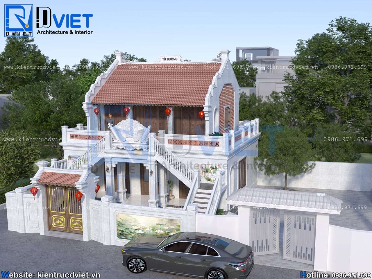 thiết kế nhà thờ họ (từ đường) 2 tầng 3 gian 2 mái kết hợp ở 10,6x11m tại Vĩnh Bảo - Hải Phòng (6)