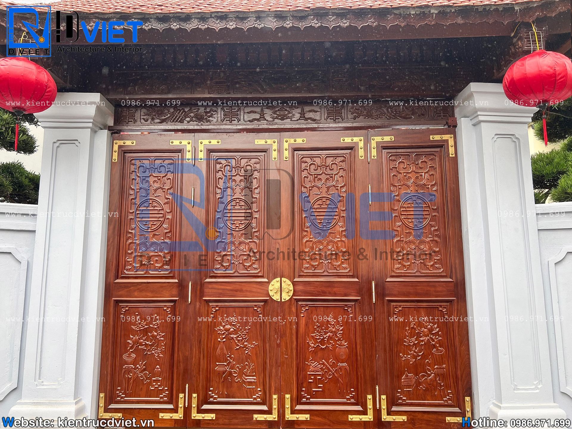 thi công nhà thờ họ (từ đường) 2 tầng 3 gian 4 mái 9x8m gỗ Lim Nam Phi tại Hà Nội (14)