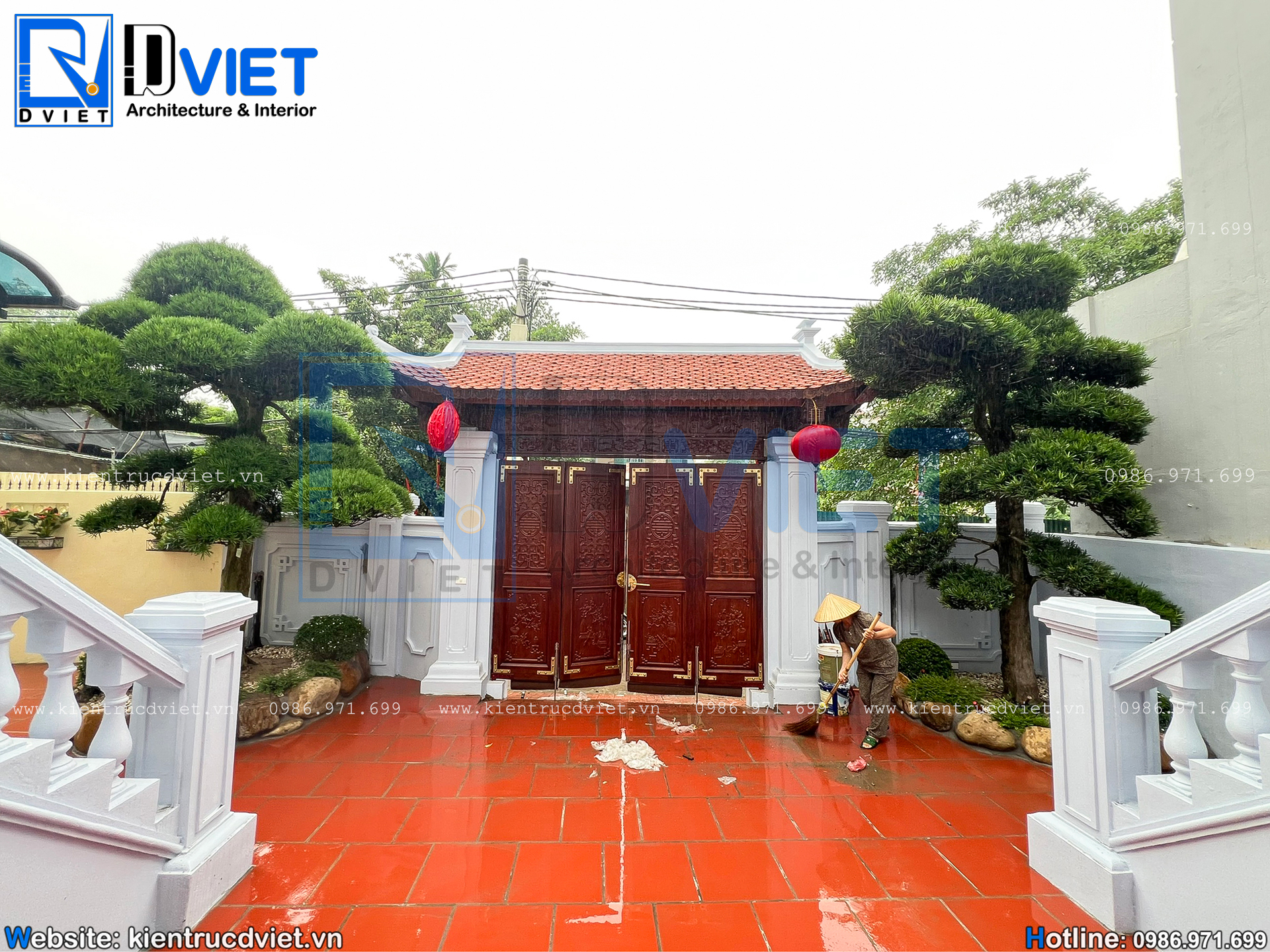 thi công nhà thờ họ (từ đường) 2 tầng 3 gian 4 mái 9x8m gỗ Lim Nam Phi tại Hà Nội (12)