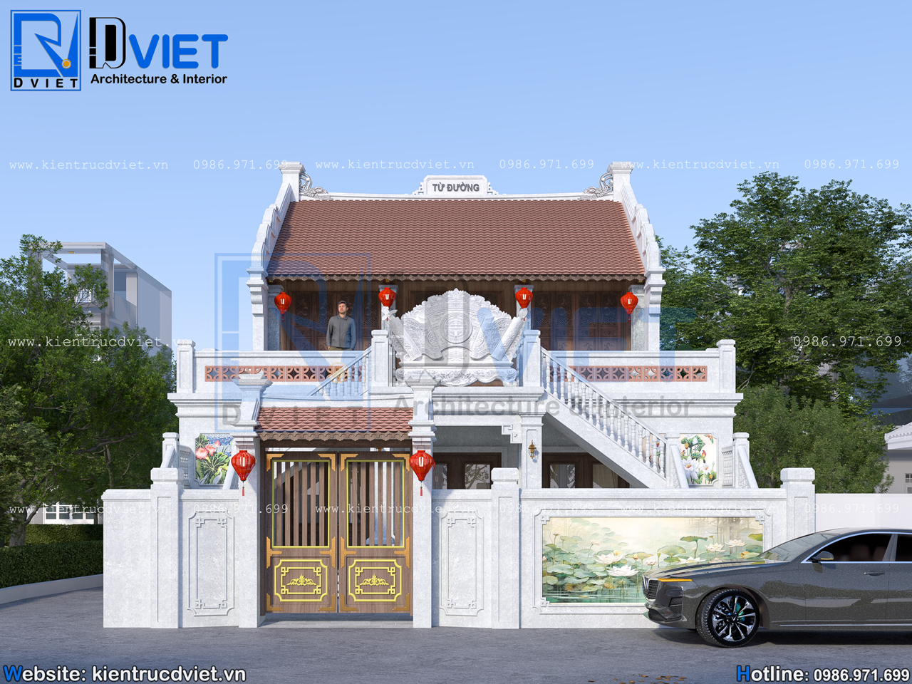 thiết kế nhà thờ họ (từ đường) 2 tầng 3 gian 2 mái kết hợp ở 10,6x11m tại Vĩnh Bảo - Hải Phòng (4)