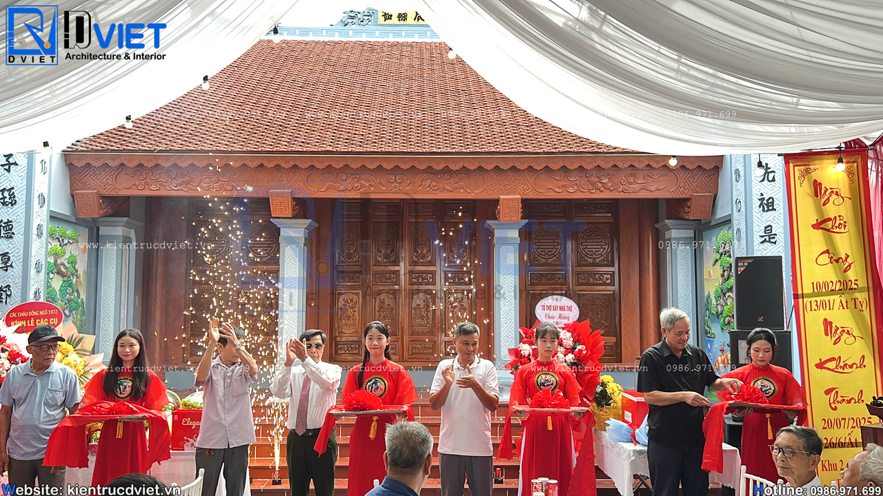 khánh thành nhà thờ họ (từ đường) 3 gian 2 mái bê tông giả gỗ 7,1x8,7m tại Phú Thọ (6)