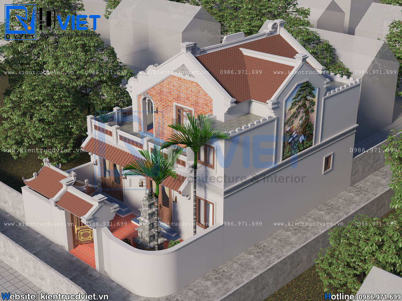 Thiết kế nhà thờ họ (từ đường) 2 tầng 3 gian 2 mái có hậu cung 11x10m tại Gia Lộc - Hải Dương (7)