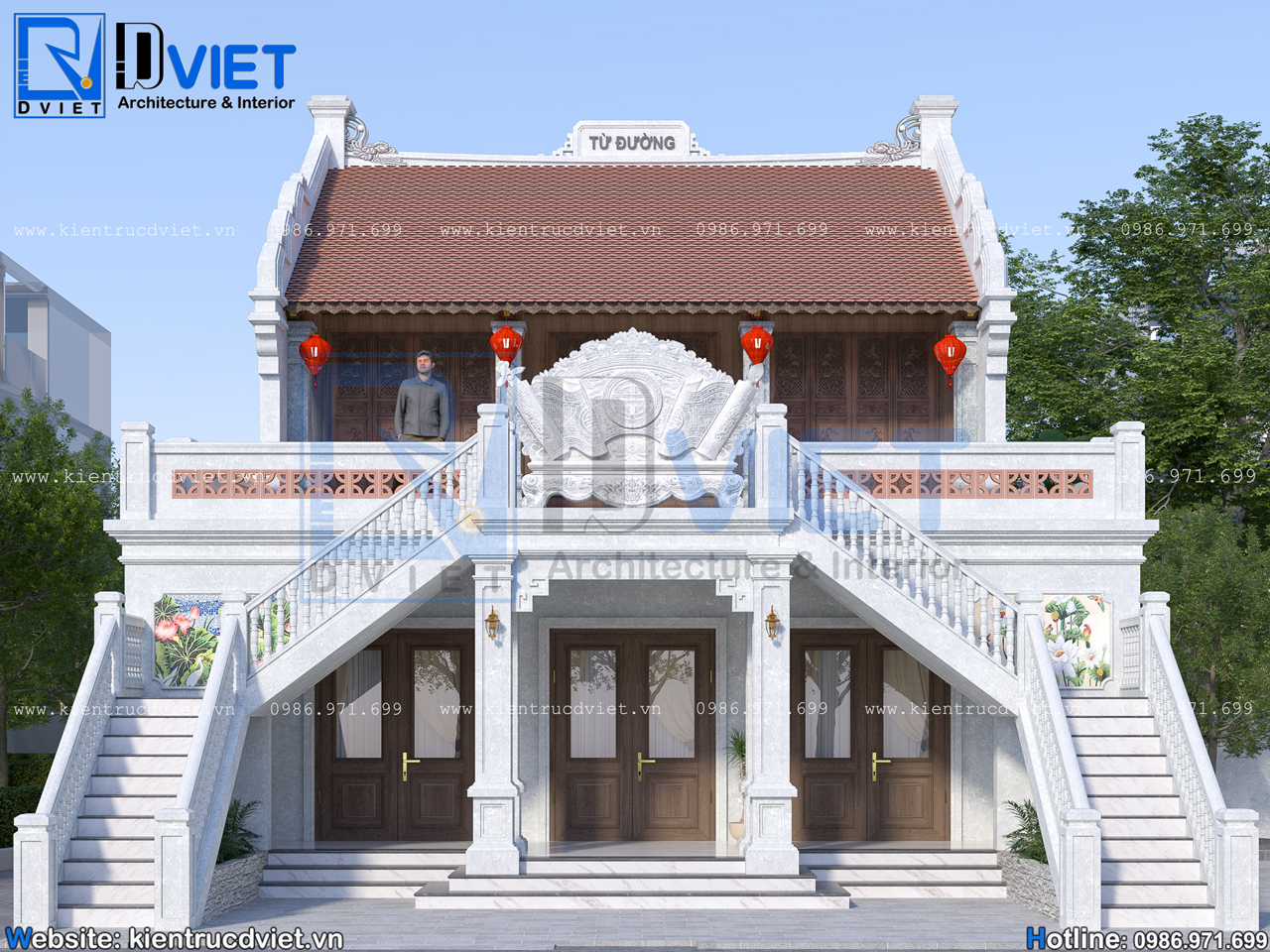 thiết kế nhà thờ họ (từ đường) 2 tầng 3 gian 2 mái kết hợp ở 10,6x11m tại Vĩnh Bảo - Hải Phòng (3)