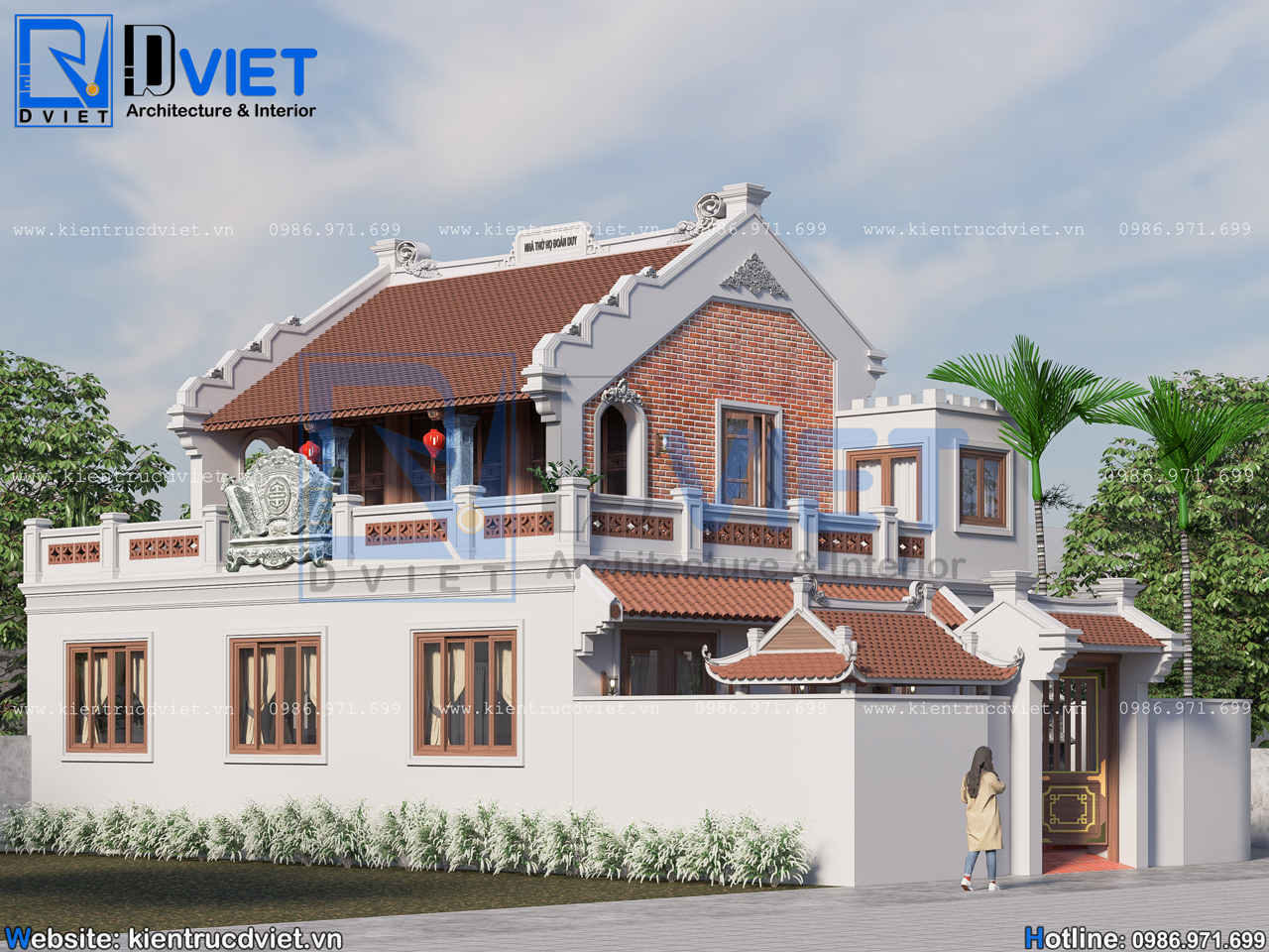 Thiết kế nhà thờ họ (từ đường) 2 tầng 3 gian 2 mái có hậu cung 11x10m tại Gia Lộc - Hải Dương (2)