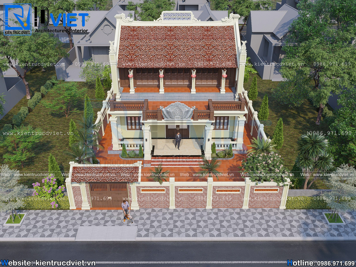thiết kế nhà thờ họ (từ đường) 2 tầng 3 gian 2 mái kết hợp ở tại Phú Thọ (5)