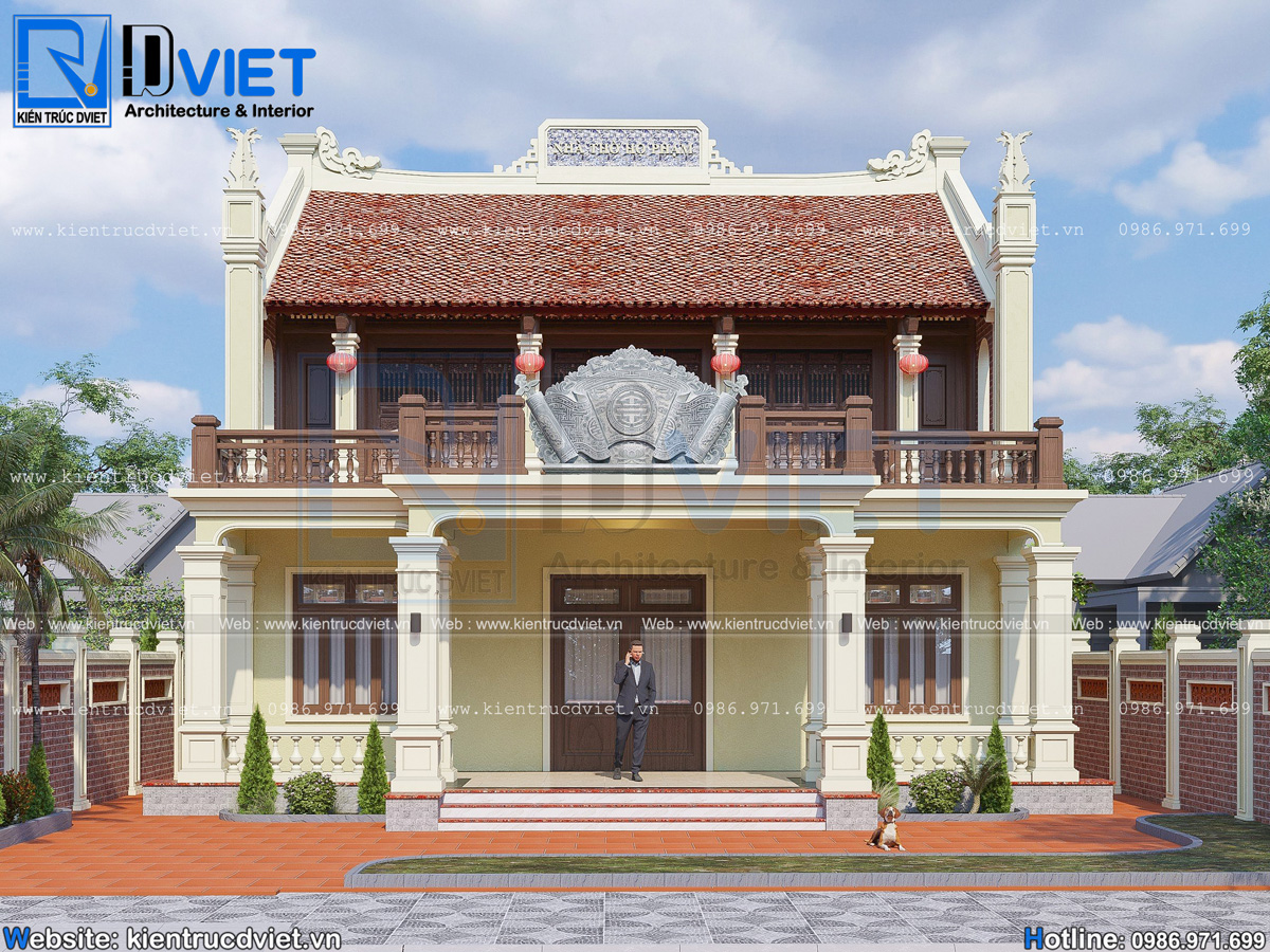 thiết kế nhà thờ họ (từ đường) 2 tầng 3 gian 2 mái kết hợp ở tại Phú Thọ (6)
