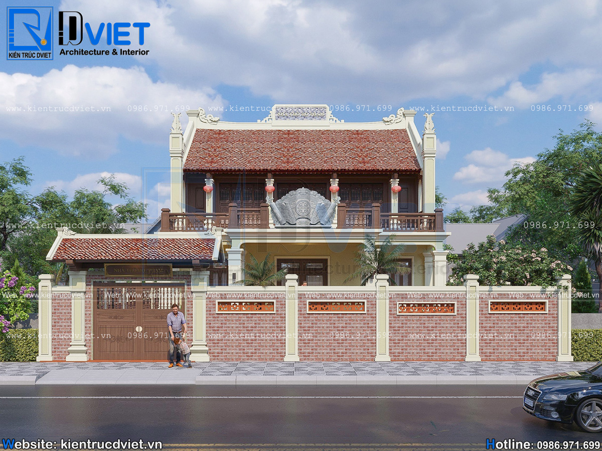 thiết kế nhà thờ họ (từ đường) 2 tầng 3 gian 2 mái kết hợp ở tại Phú Thọ (7)