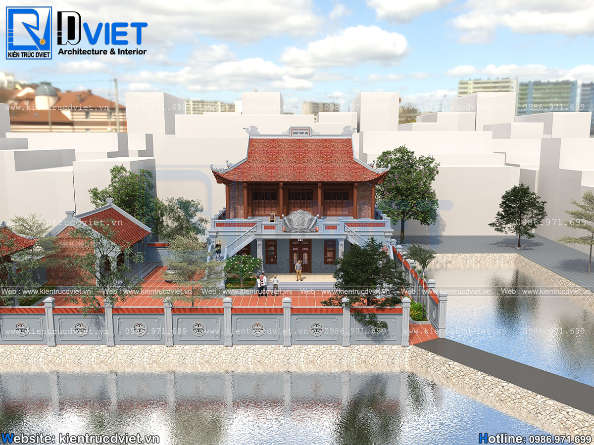 thiết kế nhà thờ họ (từ đường) 2 tầng 3 gian 4 mái tại Nghệ An (4)