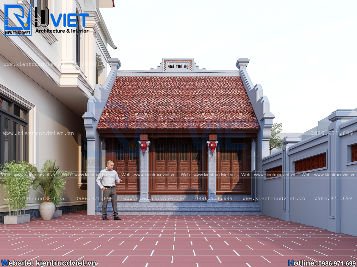 thiết kế nhà thờ họ (từ đường) 3 gian 2 mái 6x7m tại Hải Phòng (2)