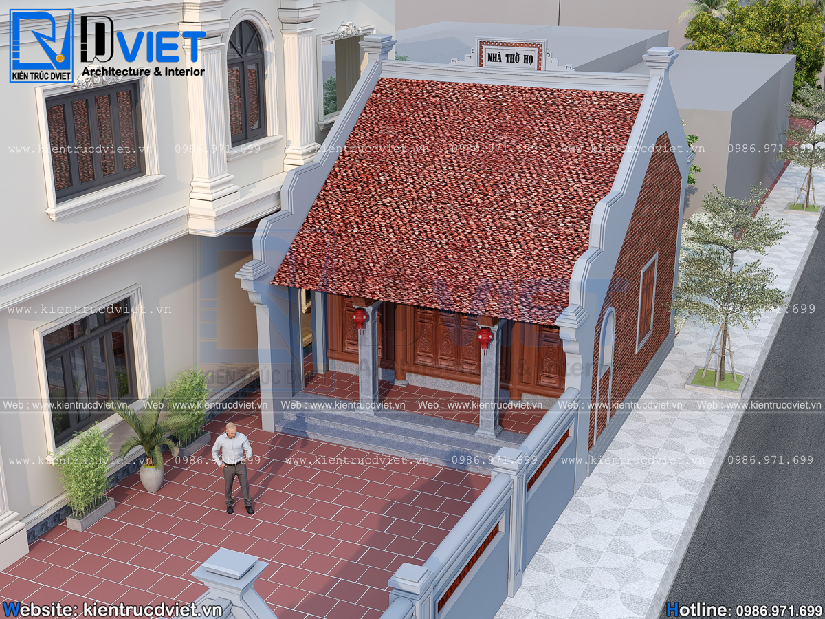 thiết kế nhà thờ họ (từ đường) 3 gian 2 mái 6x7m tại Hải Phòng (3)