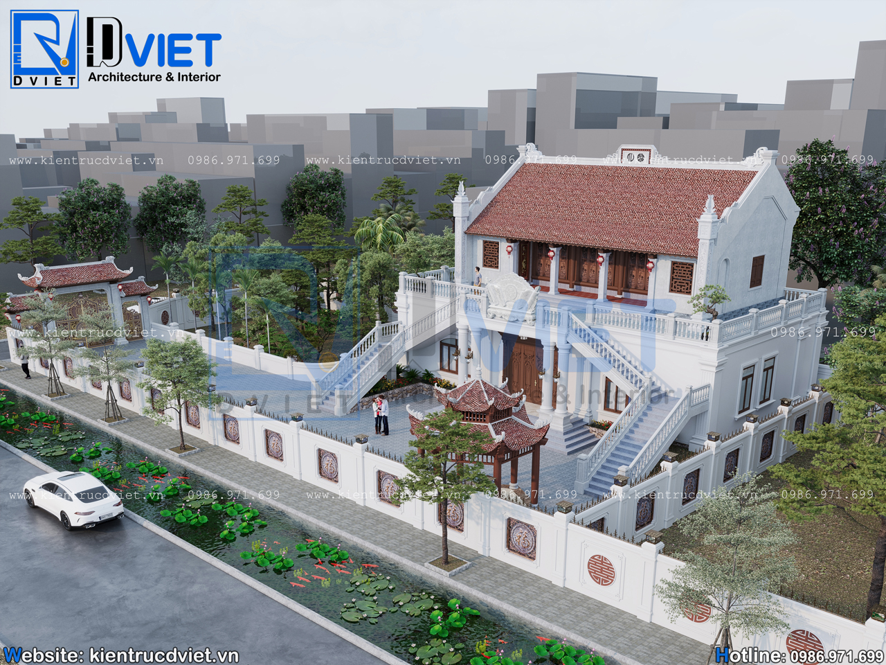 thiết kế nhà thờ họ (từ đường) 2 tầng 3 gian 2 chái kết hợp ở 18x12m tại Phù Cừ - Hưng Yên (2)