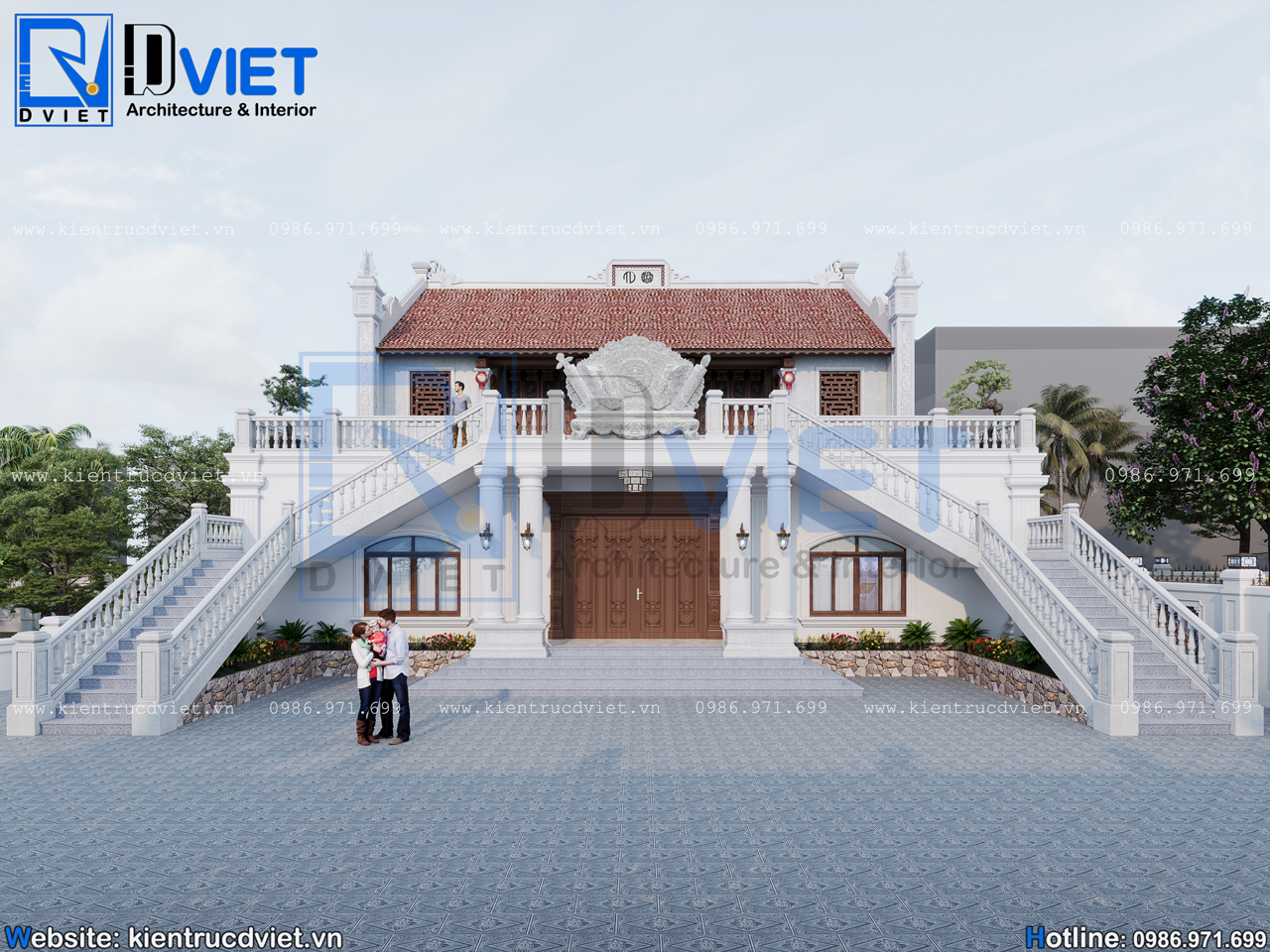 thiết kế nhà thờ họ (từ đường) 2 tầng 3 gian 2 chái kết hợp ở 18x12m tại Phù Cừ - Hưng Yên (6)