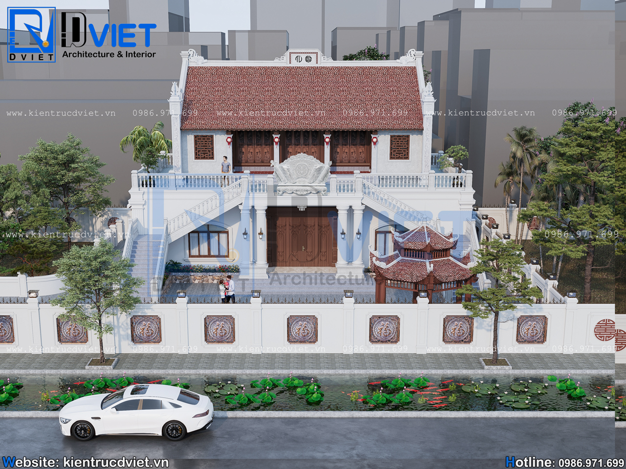 thiết kế nhà thờ họ (từ đường) 2 tầng 3 gian 2 chái kết hợp ở 18x12m tại Phù Cừ - Hưng Yên (7)