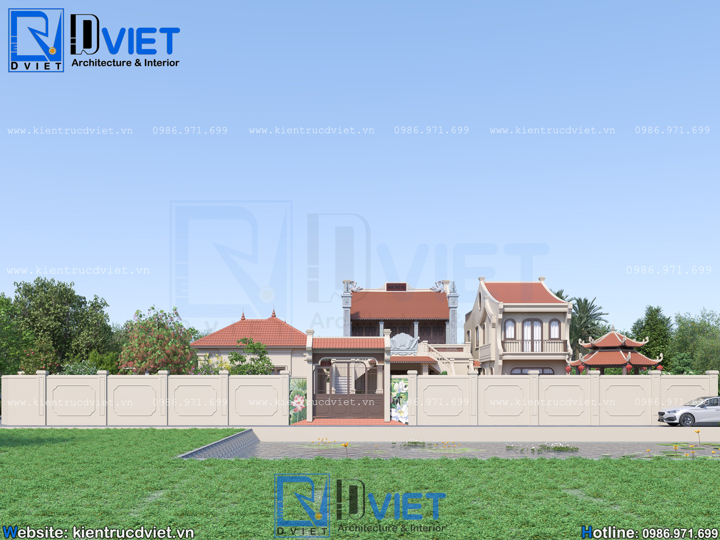 Thiết kế nhà thờ họ (từ đường) 2 tầng 3 gian 2 mái 9,6x13,6m kết hợp ở tại Quỳnh An, Hưng Yên (6)