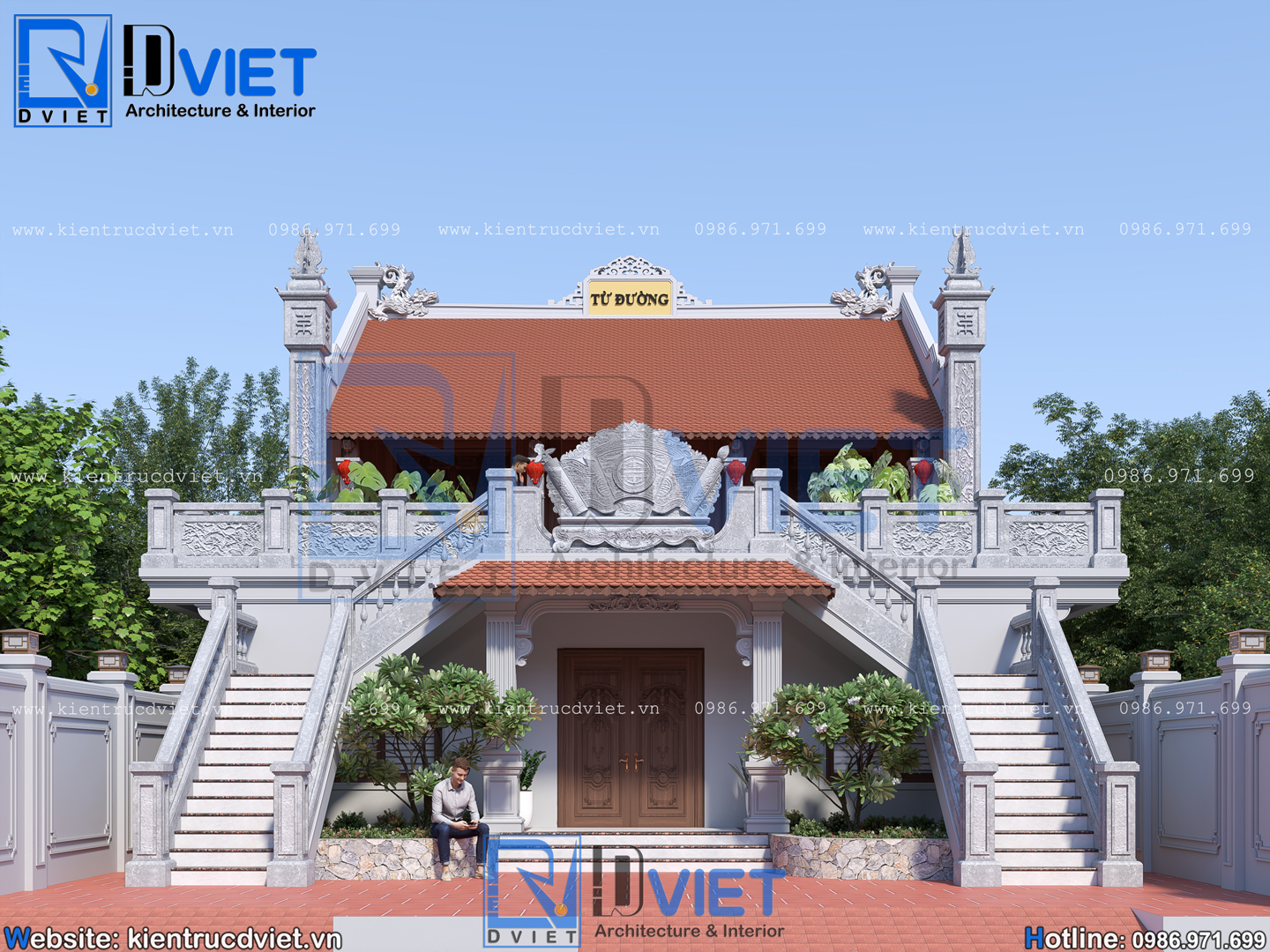 Thiết kế nhà thờ họ (từ đường) 2 tầng 3 gian 2 mái 10,5x17,3m kết hợp ở tại Thanh Hóa (5)