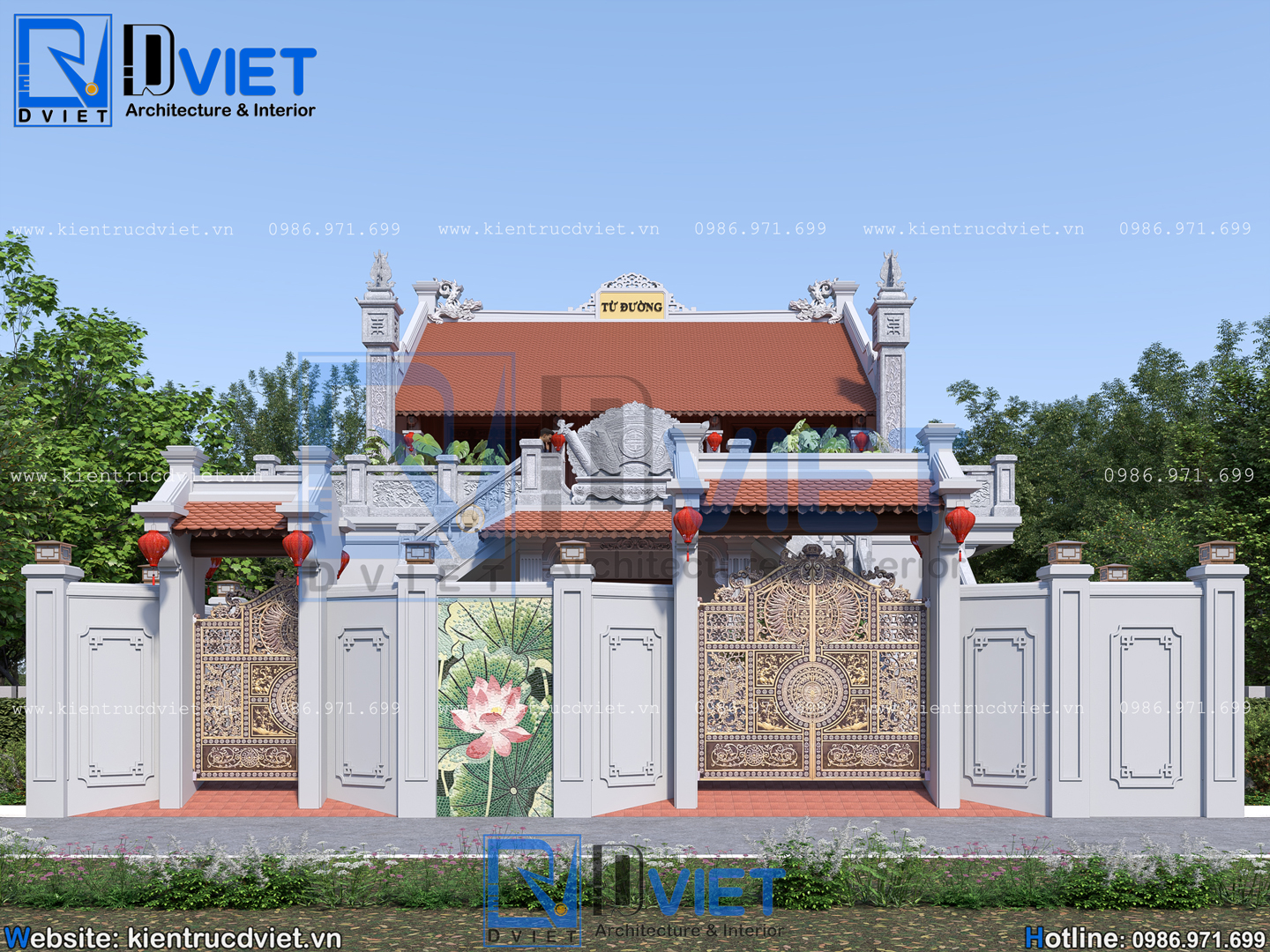 Thiết kế nhà thờ họ (từ đường) 2 tầng 3 gian 2 mái 10,5x17,3m kết hợp ở tại Thanh Hóa (6)