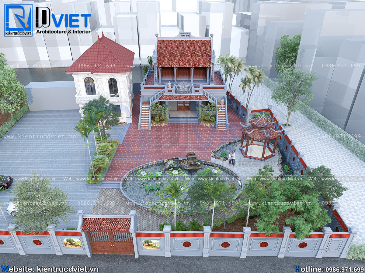 thiết kế nhà thờ họ (từ đường) 2 tầng 3 gian 2 mái có hậu cung tại Hưng Hà - Thái Bình (6)