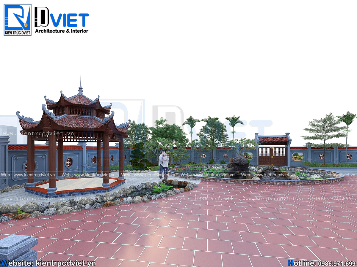 thiết kế nhà thờ họ (từ đường) 2 tầng 3 gian 2 mái có hậu cung tại Hưng Hà - Thái Bình (7)