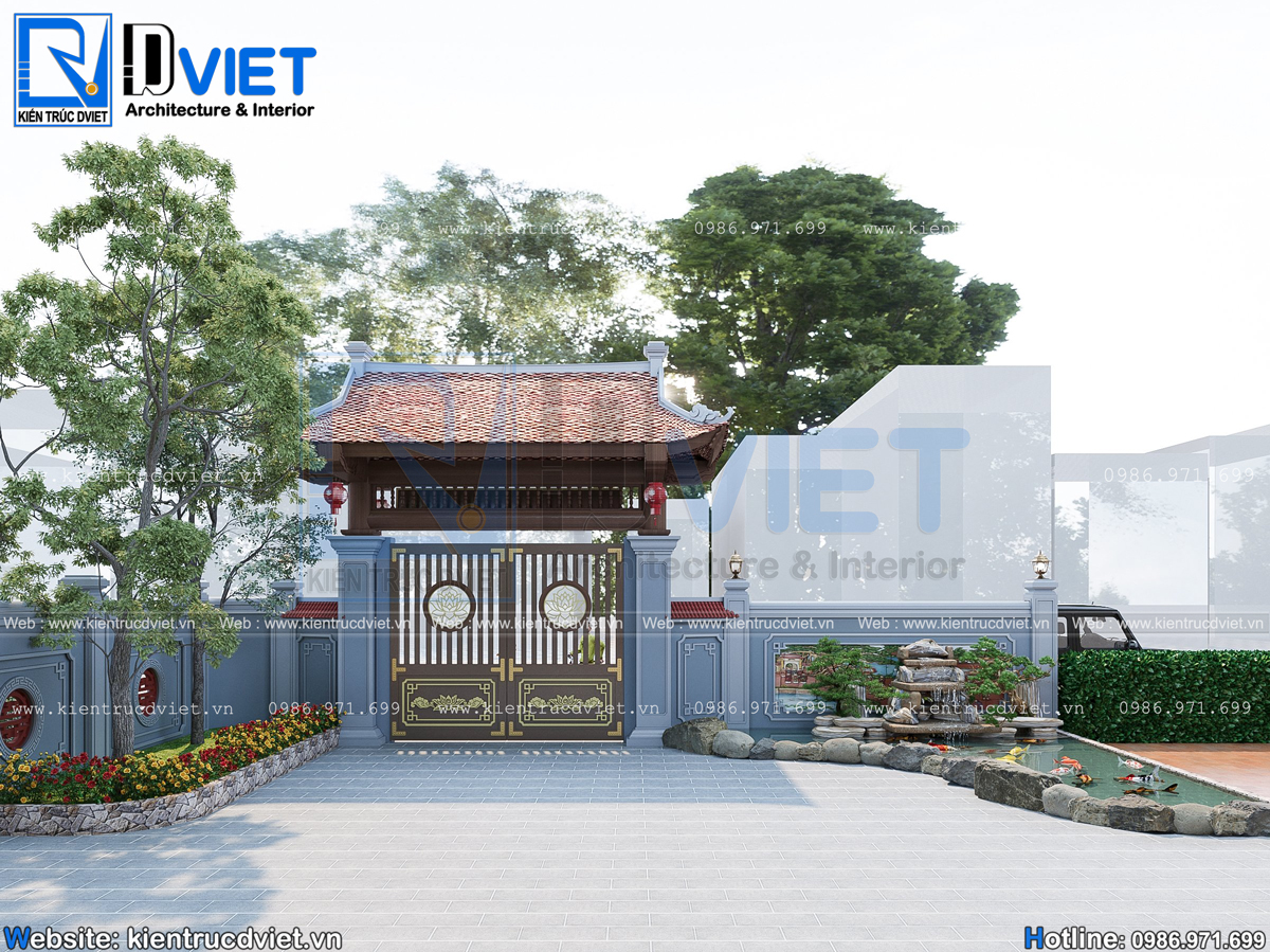 Thiết kế nhà thờ họ (từ đường) 2 tầng 3 gian 4 mái mặt tiền 13,5m tại huyện An Lão - Hải Phòng (6)