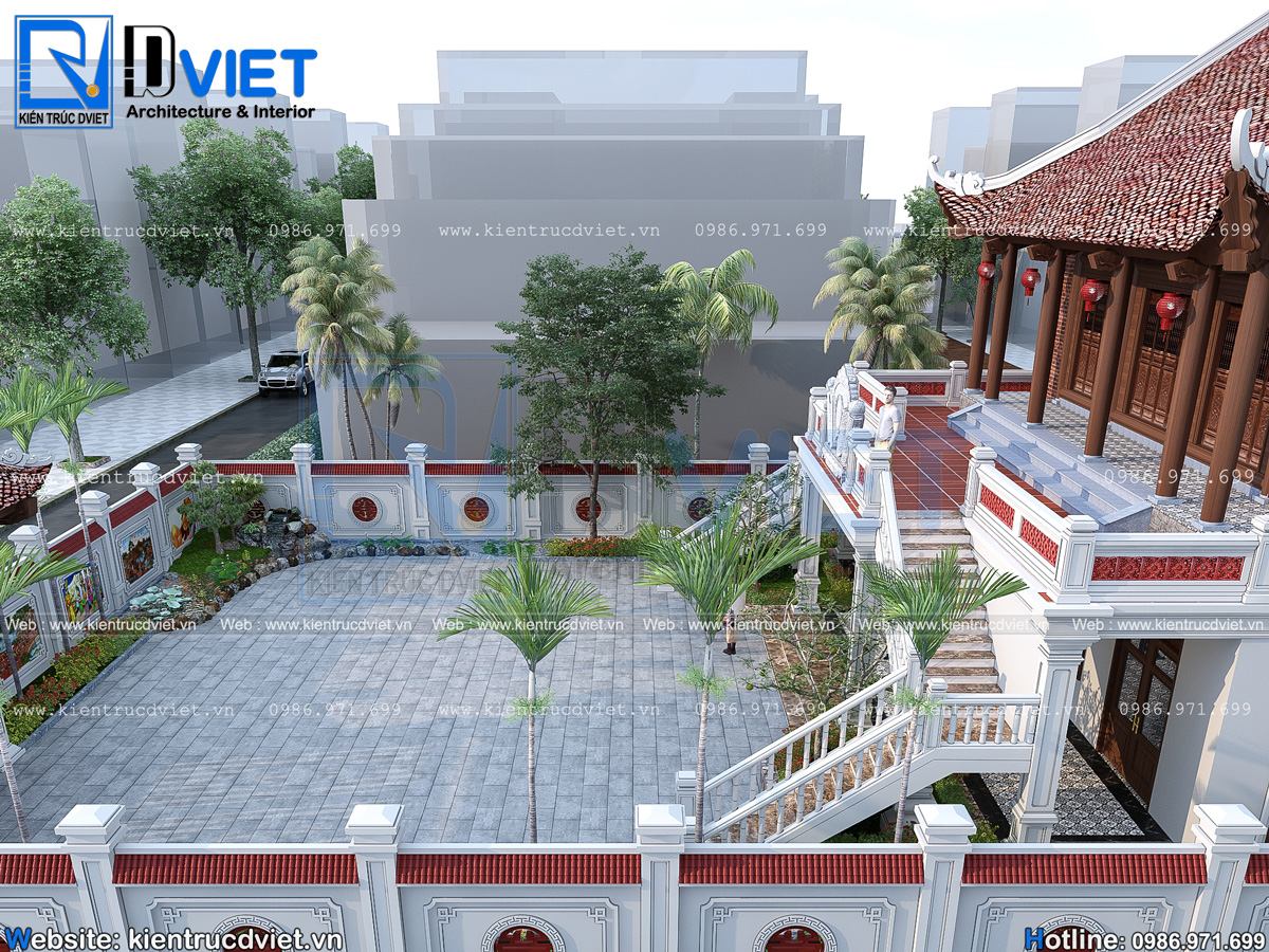 thiết kế nhà thờ họ (từ đường) 2 tầng 3 gian 4 mái tại Hưng Hà - Thái Bình (8)