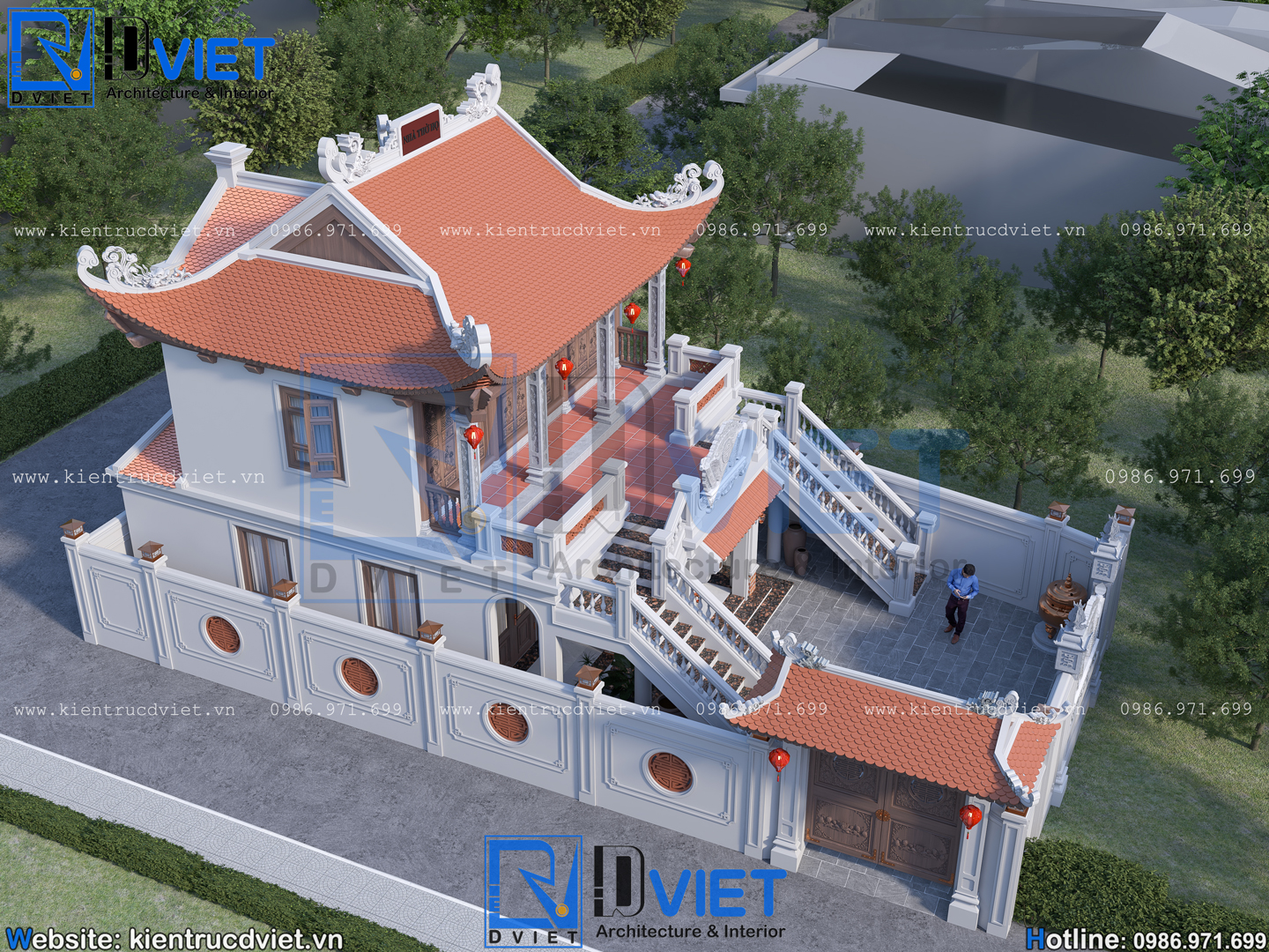 thiết kế nhà thờ họ (từ đường) 2 tầng 3 gian 4 mái 8,1x13,7m tại Nghi Xuân - Hà Tĩnh (5)