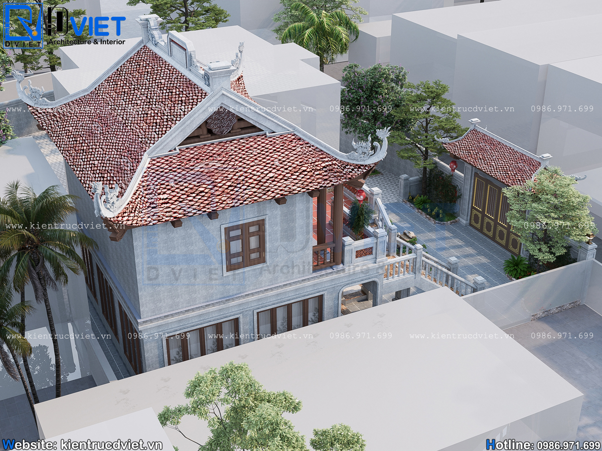 Thiết kế nhà thờ họ (từ đường) 2 tầng 3 gian 4 mái mặt tiền 8x9m tại quận Tây Hồ - Hà Nội (6)