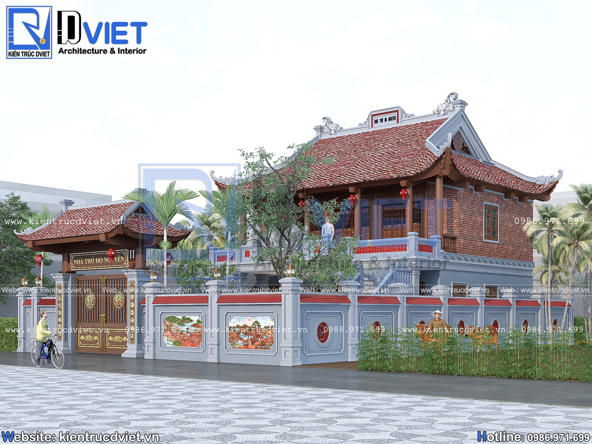 thiết kế nhà thờ họ (từ đường) 2 tầng 3 gian 4 mái tại huyện An Lão - Tp. Hải Phòng (8)