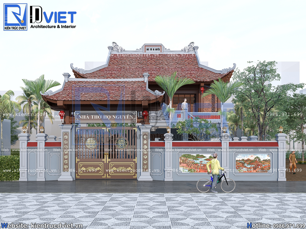 thiết kế nhà thờ họ (từ đường) 2 tầng 3 gian 4 mái tại huyện An Lão - Tp. Hải Phòng (9)