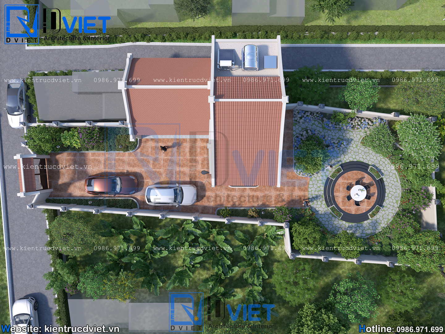 thiết kế nhà thờ họ (từ đường) 3 gian 2 mái 7,5x6,5m kết hợp nhà ở 2 tầng 5x10m tại Hưng Yên (7)