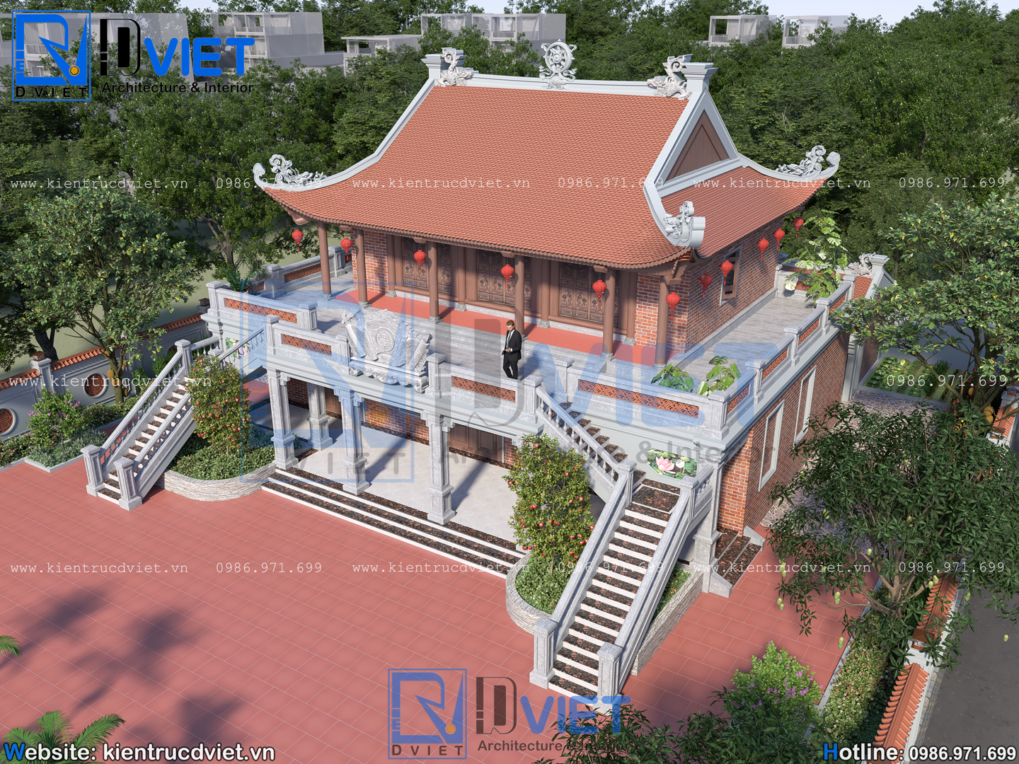 thiết kế nhà thờ họ (từ đường) 2 tầng 3 gian 4 mái đẹp tại huyện Hương Sơn - Hà Tĩnh (10)