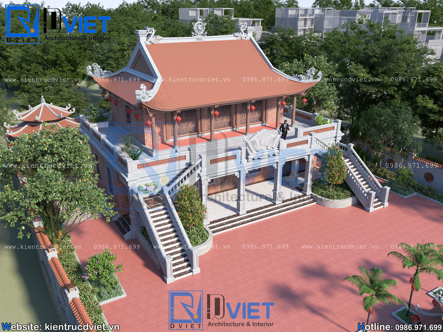 thiết kế nhà thờ họ (từ đường) 2 tầng 3 gian 4 mái đẹp tại huyện Hương Sơn - Hà Tĩnh (12)