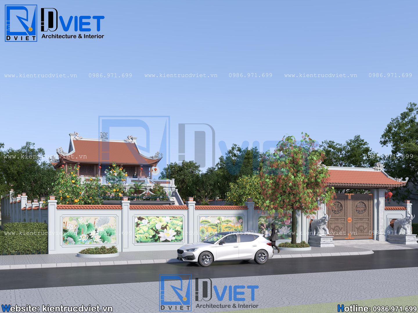 thiết kế nhà thờ họ (từ đường) 2 tầng 3 gian 4 mái đẹp tại huyện Hương Sơn - Hà Tĩnh (14)