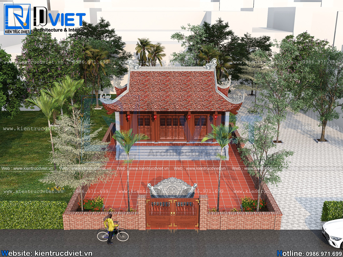 thiết kế nhà thờ họ (từ đường) 3 gian 4 mái 2 dĩ tại Nghệ An (5)