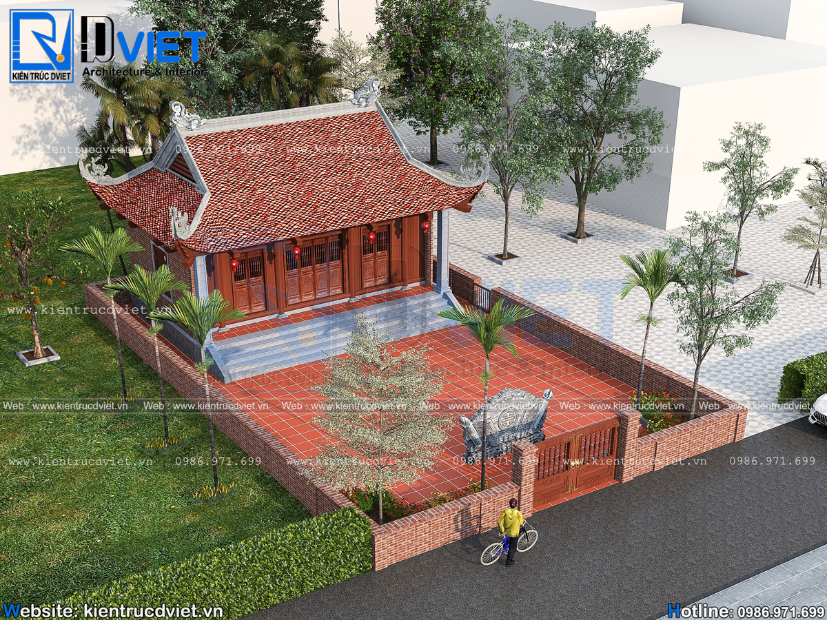 thiết kế nhà thờ họ (từ đường) 3 gian 4 mái 2 dĩ tại Nghệ An (6)