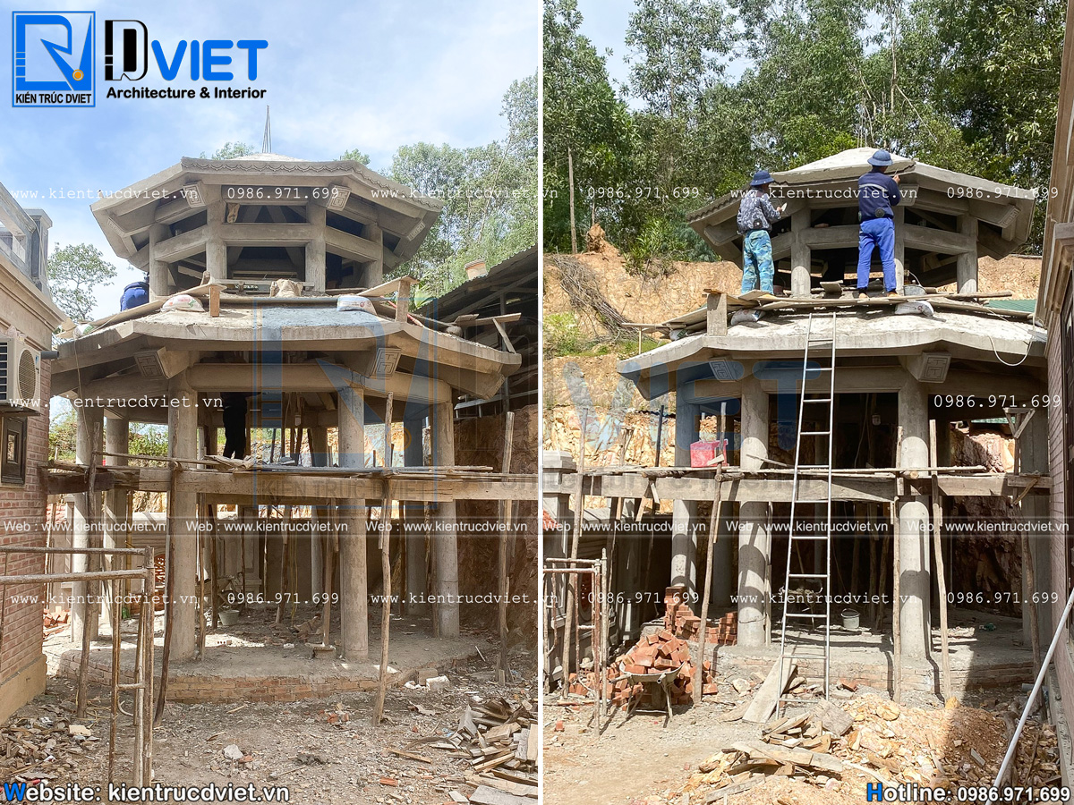 ảnh thi công nhà thờ họ 2 tầng 3 gian 4 mái tại huyện Hương Sơn - Hà Tĩnh (12)