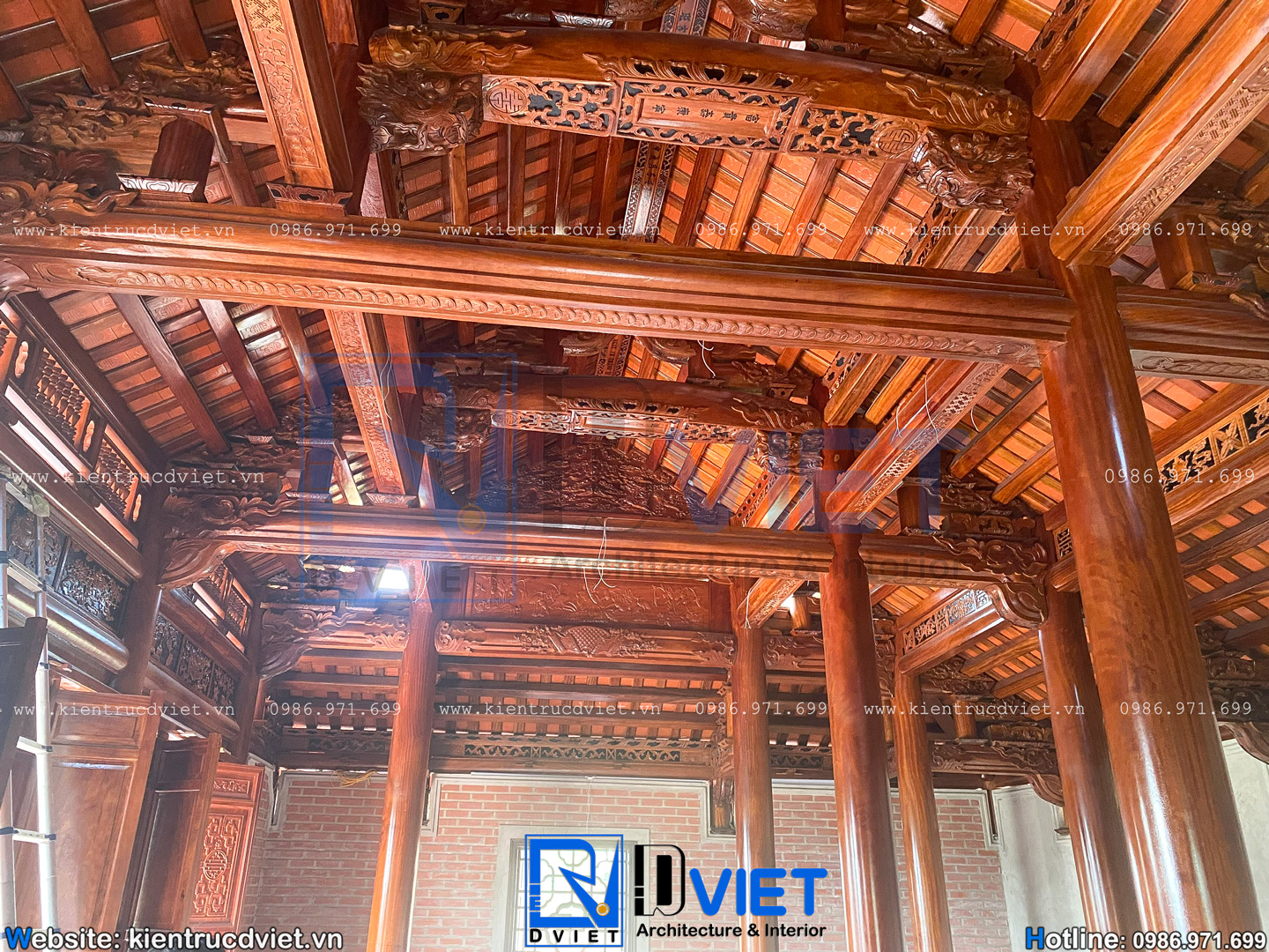 ảnh thi công phần nhà gỗ nhà thờ họ 2 tầng 3 gian 4 mái tại huyện Hương Sơn - Hà Tĩnh (20)