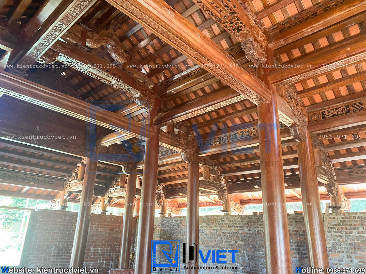 ảnh thi công phần nhà gỗ nhà thờ họ 2 tầng 3 gian 4 mái tại huyện Hương Sơn - Hà Tĩnh (21)