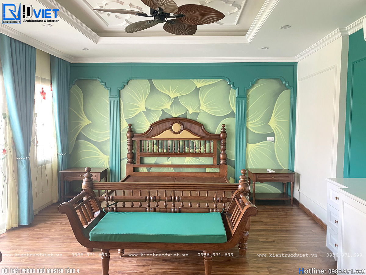 thiết kế thi công nội thất phòng ngủ indochine đẹp tại Hà Nội (10)
