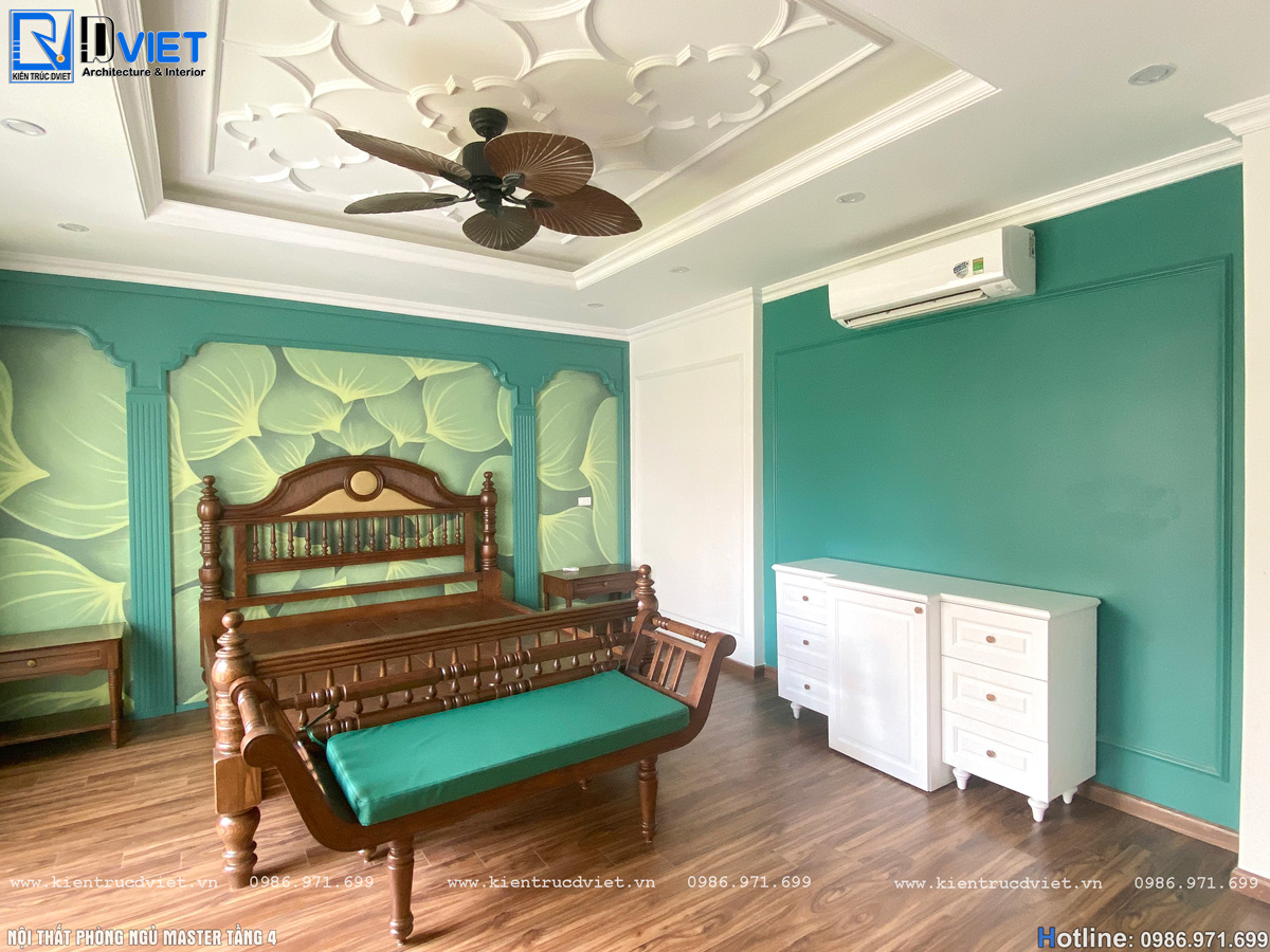 thiết kế thi công nội thất phòng ngủ indochine đẹp tại Hà Nội (11)