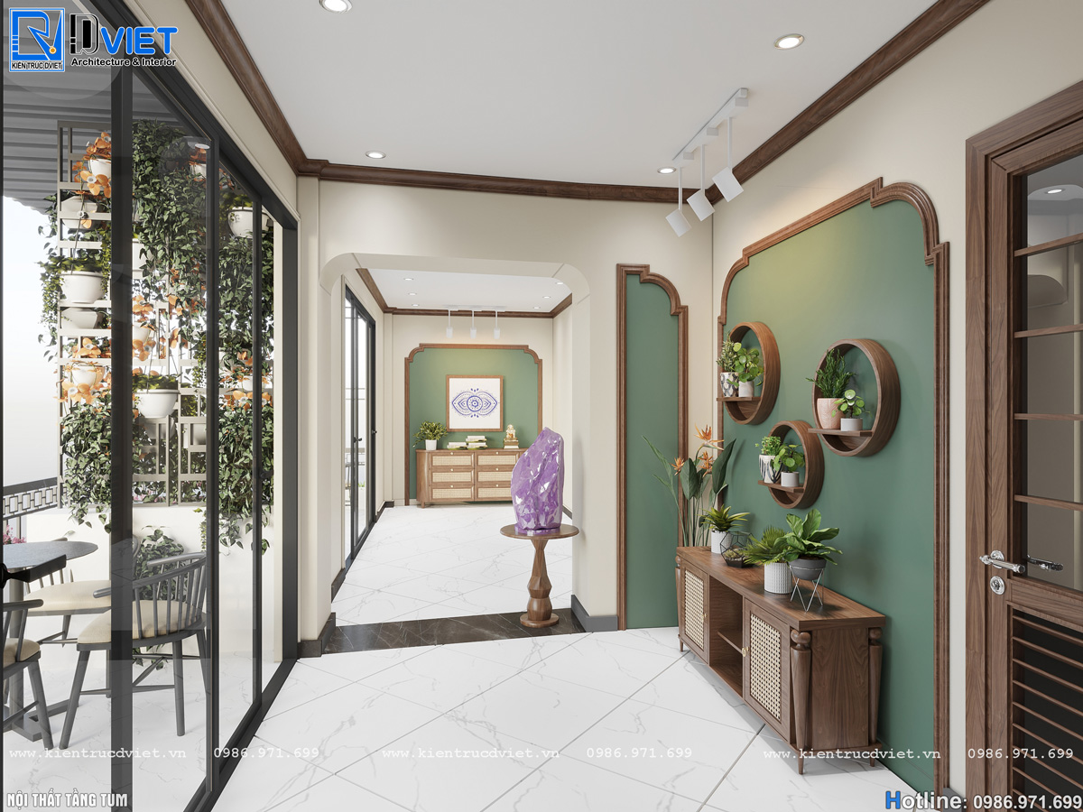 thiết kế nội thất phòng trà, cafe phong cách indochine tại Hà Nội (33)