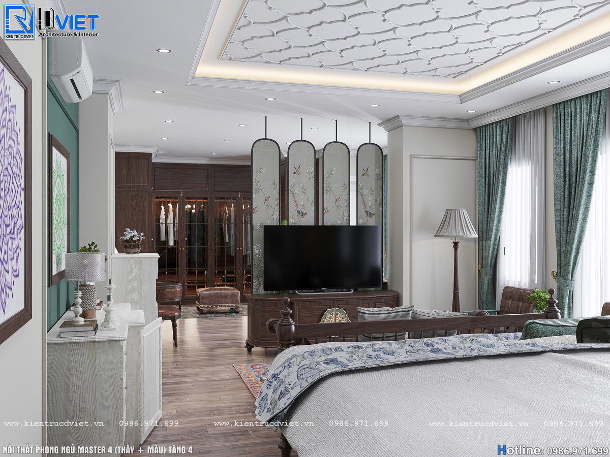 thiết kế nội thất phòng ngủ indochine đẹp tại Hà Nội (6)
