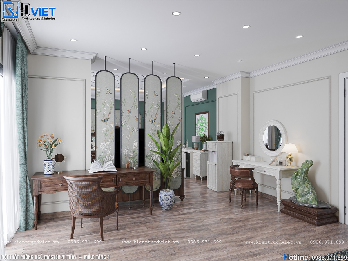 thiết kế nội thất phòng ngủ indochine đẹp tại Hà Nội (7)