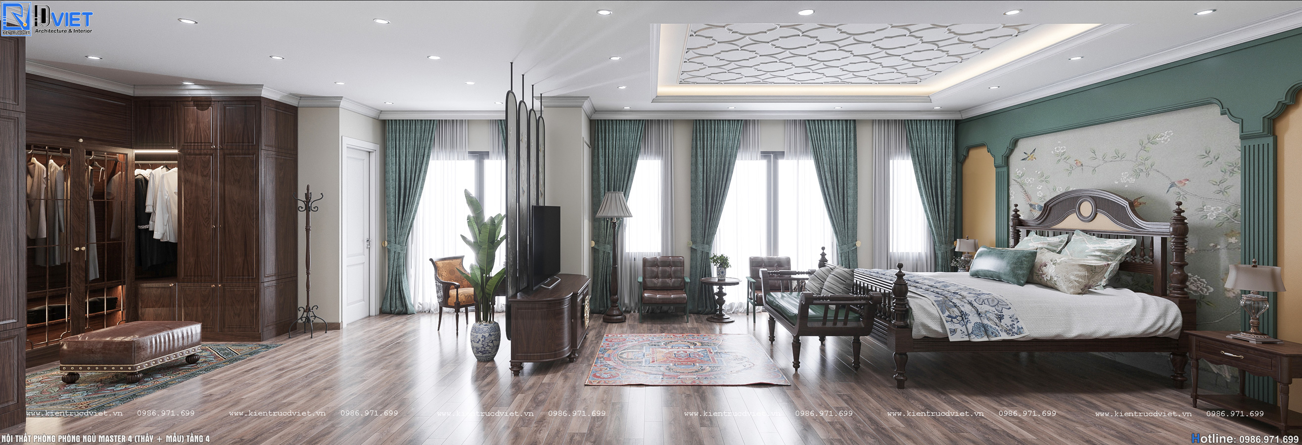 thiết kế nội thất phòng ngủ indochine đẹp tại Hà Nội (8)