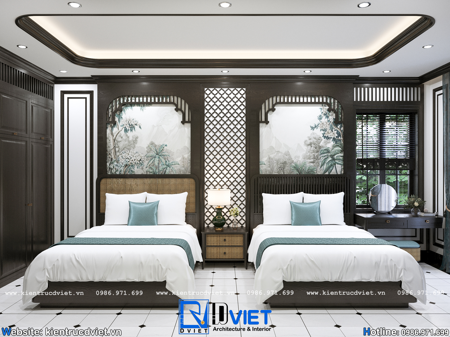 thiết kế nội thất bếp ăn indochina Đông Dương tầng 1 nhà thờ họ 2 tầng 3 gian 2 mái tại Hưng Yên (10)