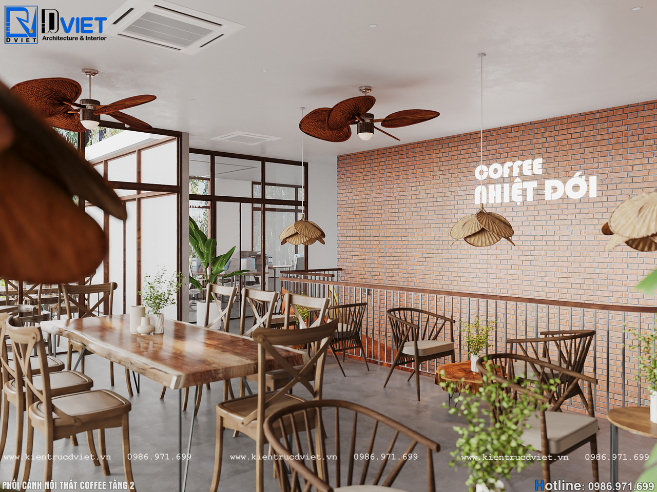 thiết kế thi công quán cafe Nhiệt đới đẹp mộc mạc tại An Lão - Hải Phòng (10)