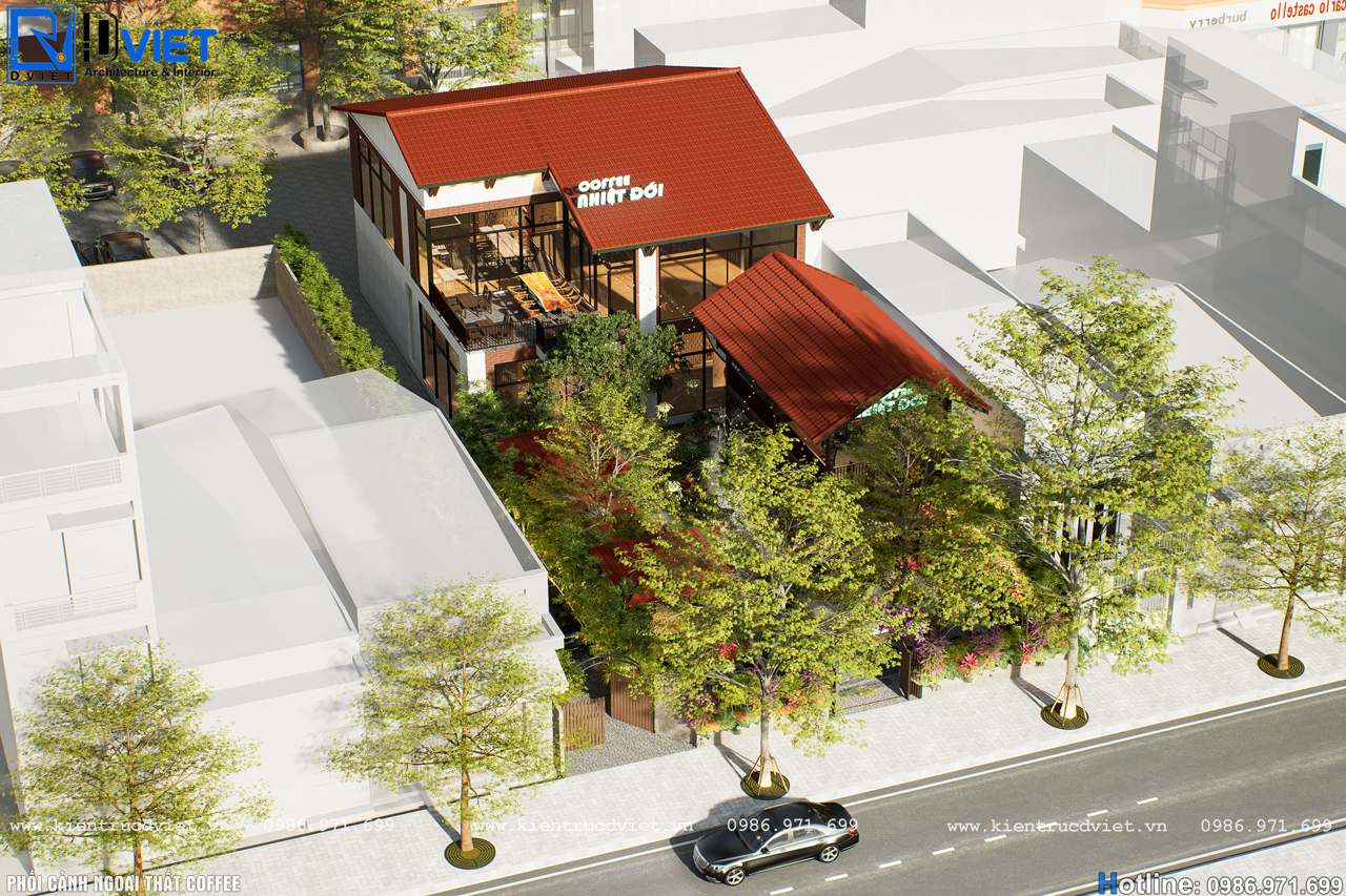 thiết kế thi công quán cafe Nhiệt đới đẹp mộc mạc tại An Lão - Hải Phòng (2)
