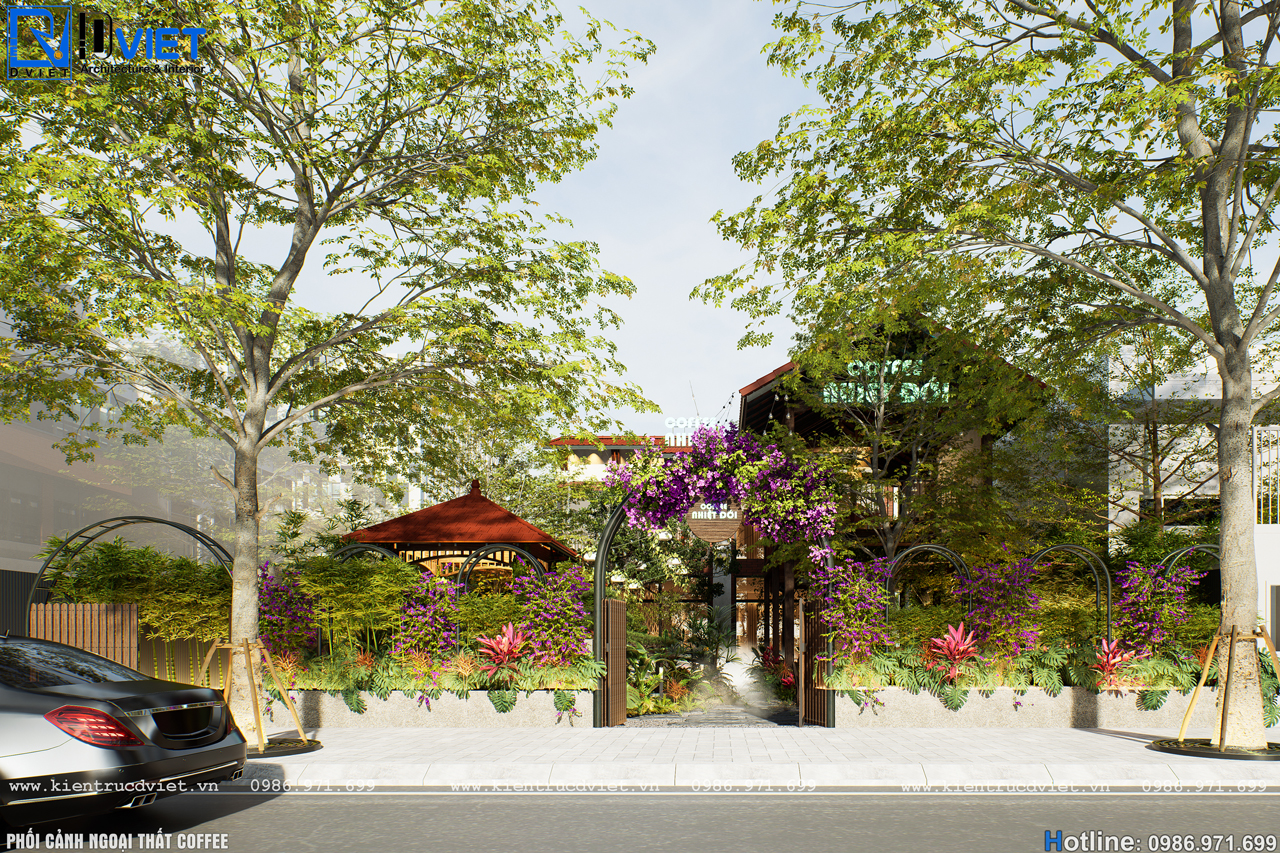thiết kế thi công quán cafe Nhiệt đới đẹp mộc mạc tại An Lão - Hải Phòng (3)