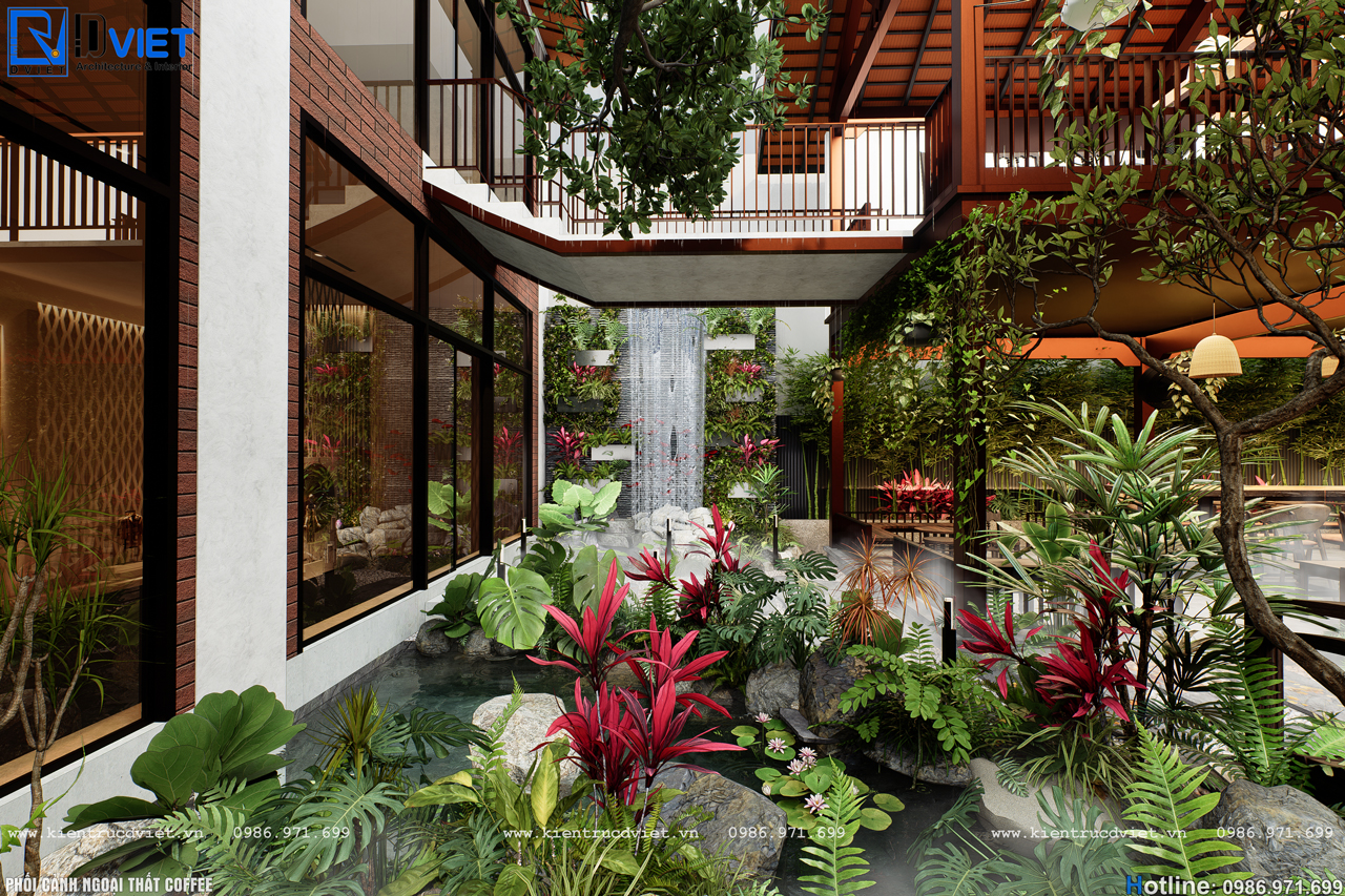 thiết kế thi công quán cafe Nhiệt đới đẹp mộc mạc tại An Lão - Hải Phòng (5)